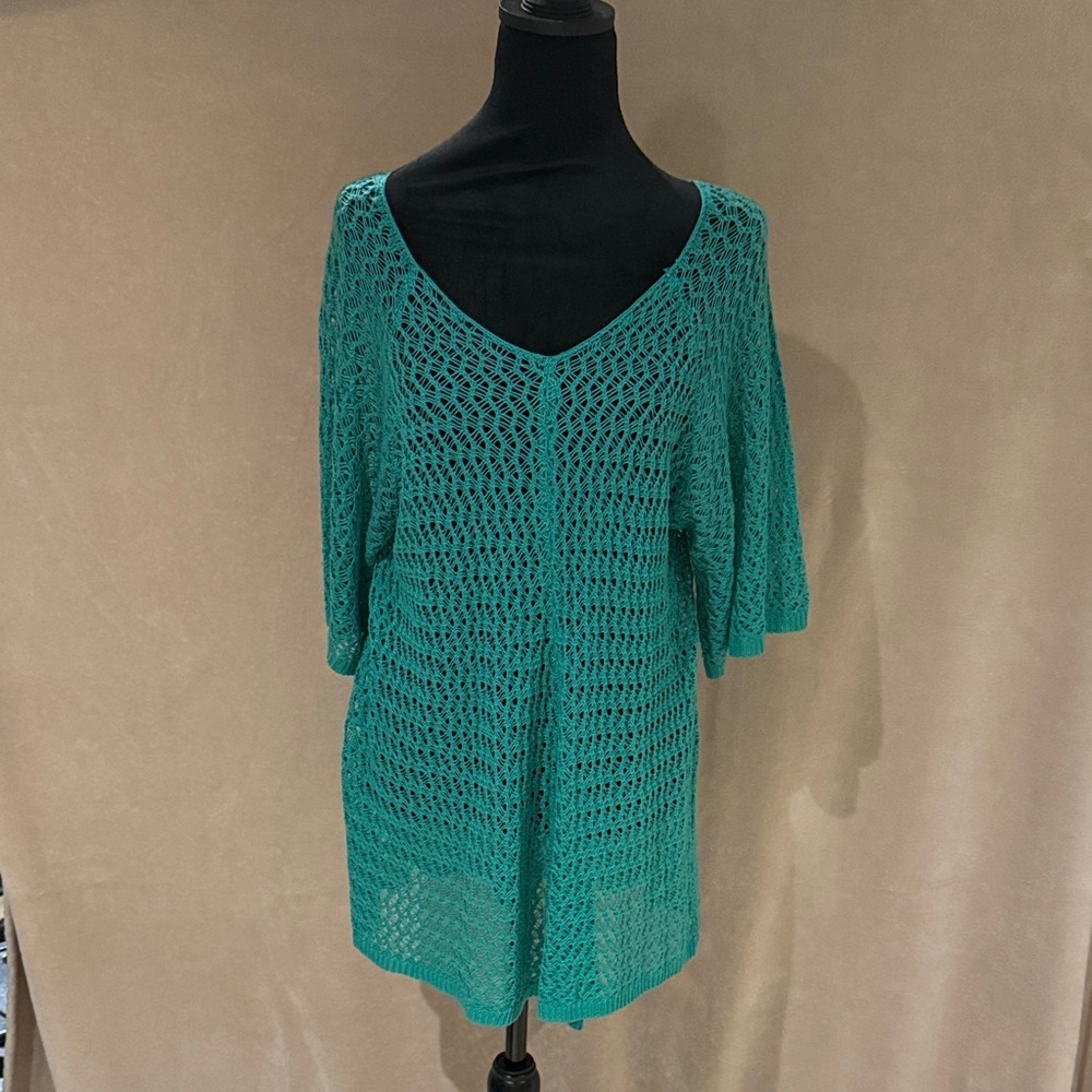 United States Sweaters Turquoise Knit Swim Cover-Up